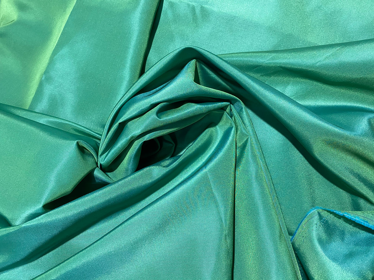 NEW! Duchess Damaris Teal & Lime Iridescence Faux & Vegan Silk Fabric - Fancy Styles Fabric Pierre Frey Lee Jofa Brunschwig & Fils