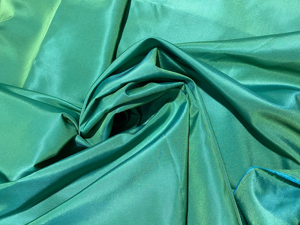 NEW! Duchess Damaris Teal & Lime Iridescence Faux & Vegan Silk Fabric - Fancy Styles Fabric Pierre Frey Lee Jofa Brunschwig & Fils