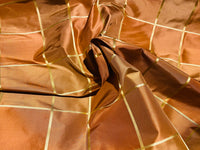 NEW Contessa Lucia 100% Silk Taffeta Plaid Tartan Burnt Peach Fabric SB_6_24 - Fancy Styles Fabric Pierre Frey Lee Jofa Brunschwig & Fils
