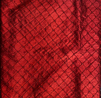 NEW Queen Pearl 100% Silk Dupioni Pintuck Diamond Fabric with Pearls - Red - Fancy Styles Fabric Pierre Frey Lee Jofa Brunschwig & Fils