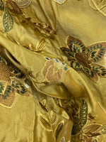 NEW! Duchess Dahlila Faux Silk Embroidered Fabric Gold Chartreuse