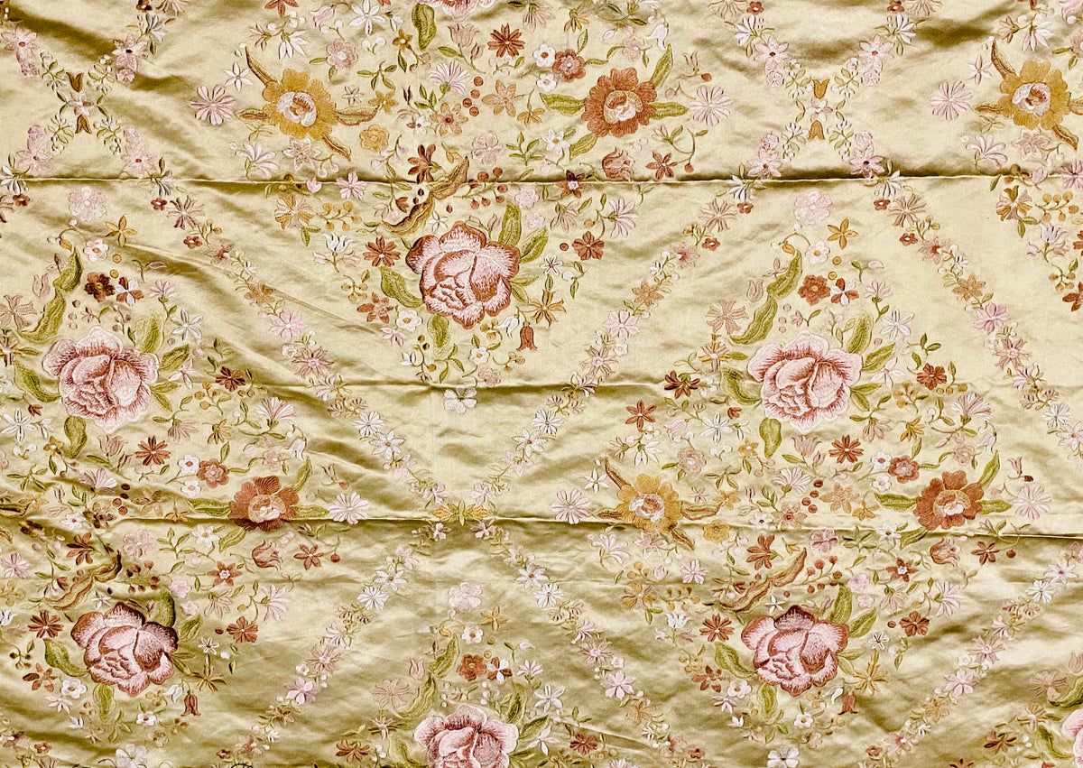 NEW! King Louis XIV Novelty 100% Silk Jacquard Embroidered Floral Upholstery Fabric - Green Champagne - Fancy Styles Fabric Pierre Frey Lee Jofa Brunschwig & Fils