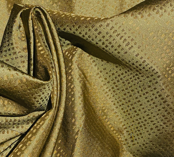 NEW Sir Dante Designer 100% Silk Taffeta - Olive and Gold Pattern SB_8_7 - Fancy Styles Fabric Pierre Frey Lee Jofa Brunschwig & Fils