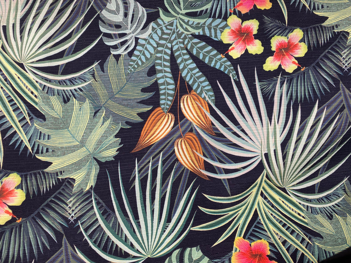 NEW Lady Tropicana Designer Indoor/Outdoor Waterproof Upholstery Fabric- Palm Floral Black - Fancy Styles Fabric Pierre Frey Lee Jofa Brunschwig & Fils