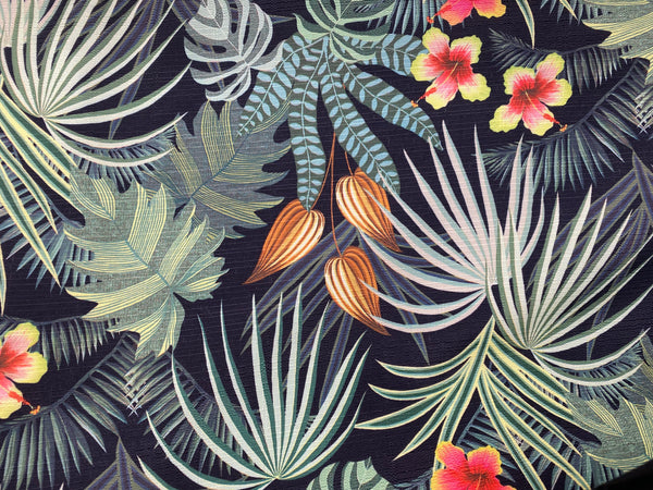 NEW Lady Tropicana Designer Indoor/Outdoor Waterproof Upholstery Fabric- Palm Floral Black - Fancy Styles Fabric Pierre Frey Lee Jofa Brunschwig & Fils