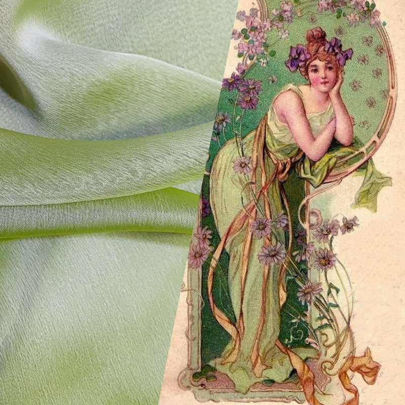 NEW Duchess Deseray Silk & Poly Chiffon Sheer Fabric - Celery