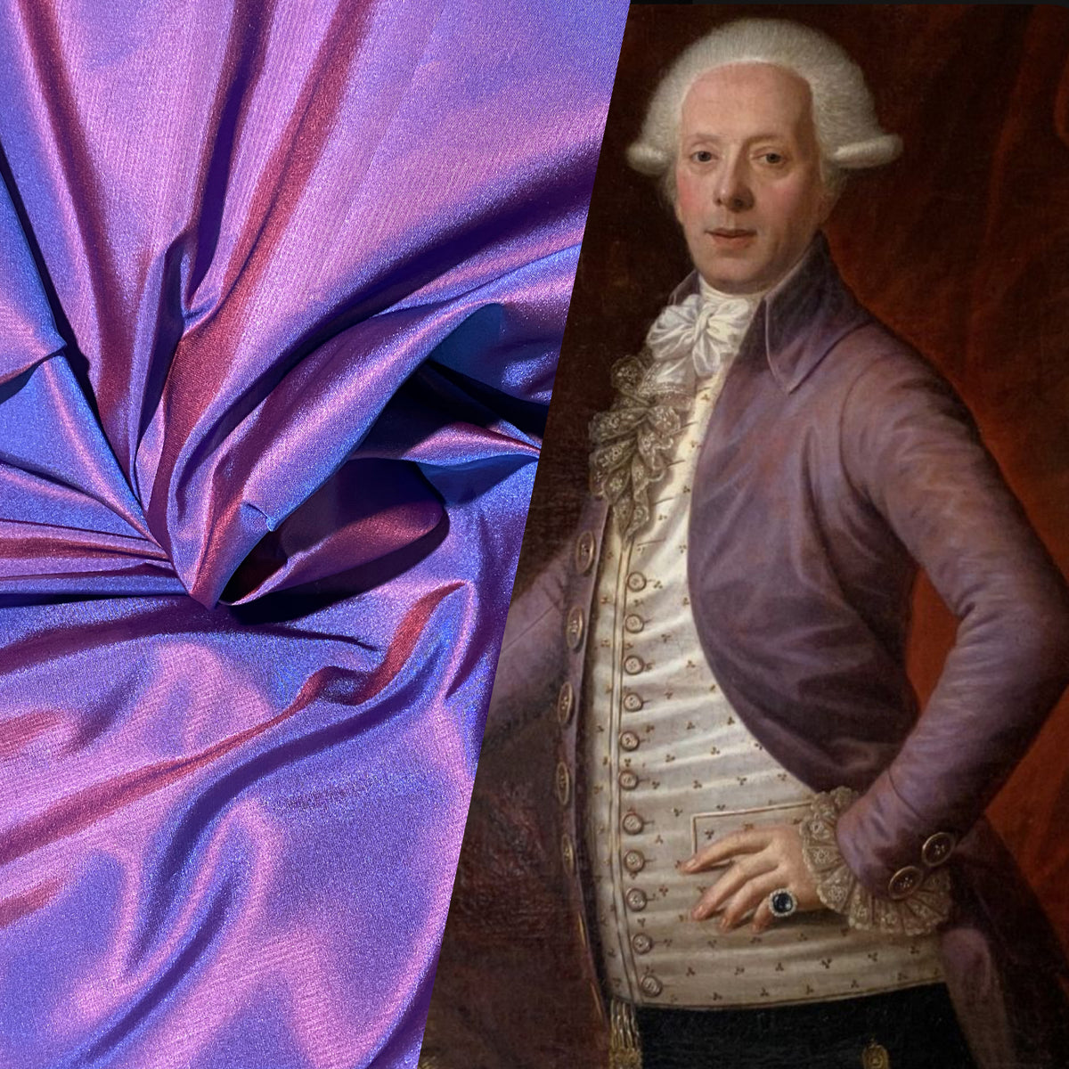 NEW! Duchess Damaris Purple & Salmon Iridescence Faux & Vegan Silk Fabric - Fancy Styles Fabric Pierre Frey Lee Jofa Brunschwig & Fils