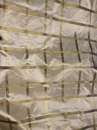 NEW Miss Jaqueline Designer 100% Silk Taffeta Gingham Ribbon Square Stripes Fabric - Old Gold SB_6_29 - Fancy Styles Fabric Pierre Frey Lee Jofa Brunschwig & Fils