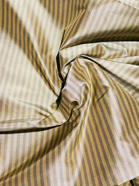 NEW Prince Derek 100% Silk Taffeta 1/4” Stripe Fabric - Grey and Gold - Fancy Styles Fabric Pierre Frey Lee Jofa Brunschwig & Fils