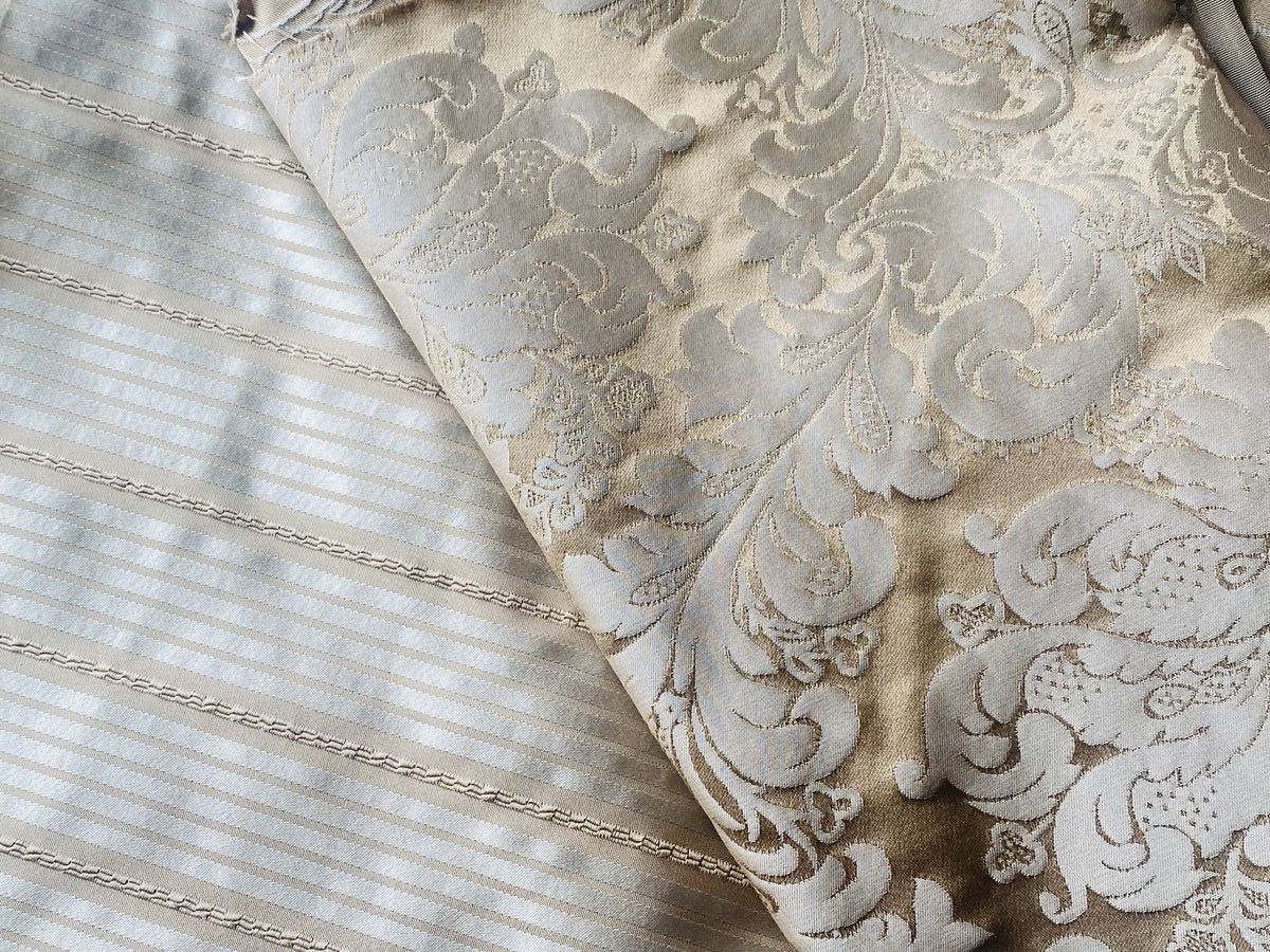 NEW Prince Liam 100% Silk Satin Taffeta Jacquard Medallion Fabric - Light Gold - Fancy Styles Fabric Pierre Frey Lee Jofa Brunschwig & Fils