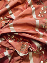 NEW Duchess Litara 100% Silk Taffeta Floral Embroidery Fabric Rust Red - Fancy Styles Fabric Pierre Frey Lee Jofa Brunschwig & Fils