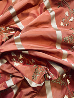 NEW Duchess Litara 100% Silk Taffeta Floral Embroidery Fabric Rust Red