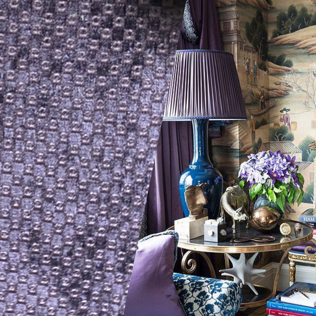 NEW! Lady Adelia Designer Velvet Chenille Burnout Upholstery Dot Fabric - Purple - Fancy Styles Fabric Pierre Frey Lee Jofa Brunschwig & Fils