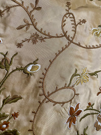 NEW! Queen Dragonia Novelty 100% Silk Dupioni Embroidered Floral Fabric - Gold - Fancy Styles Fabric Pierre Frey Lee Jofa Brunschwig & Fils