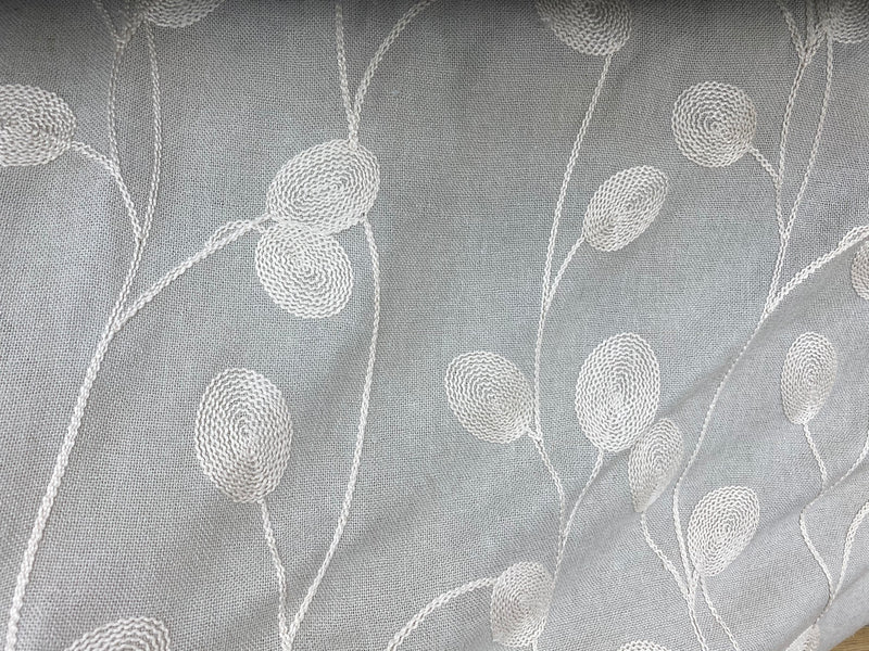 NEW! Miss Mandy Crewel Floral Embroidery Linen Inspired Fabric- Stone - Fancy Styles Fabric Pierre Frey Lee Jofa Brunschwig & Fils