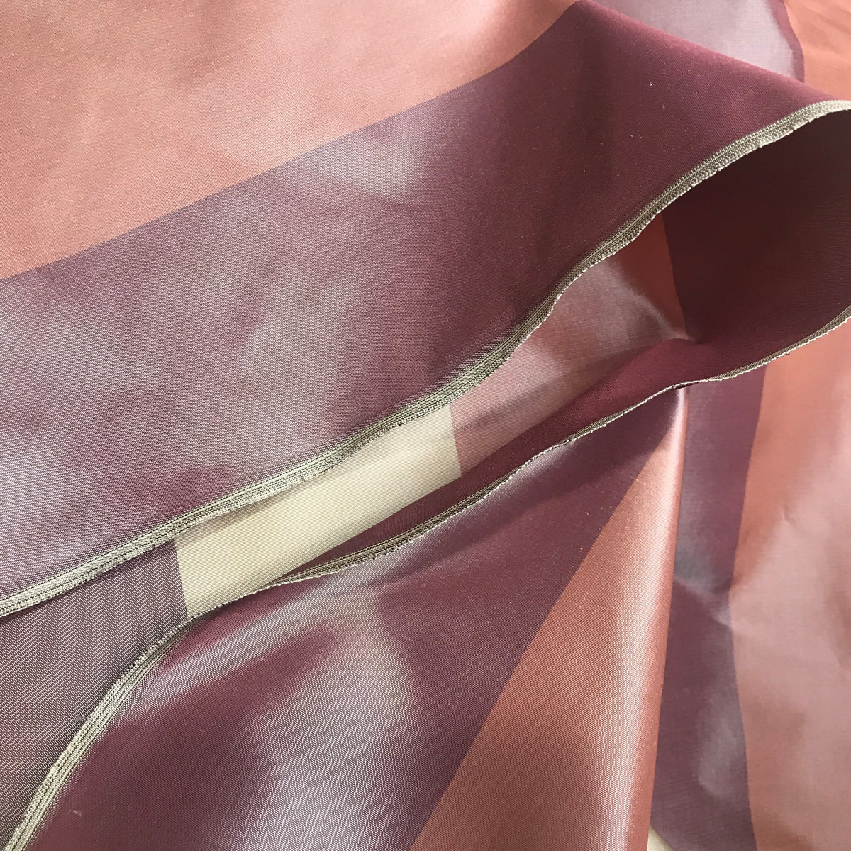 NEW Lady Aubrey Designer 100% Silk Taffeta Ecru, Purple, & Mauve Stripes - Fancy Styles Fabric Pierre Frey Lee Jofa Brunschwig & Fils
