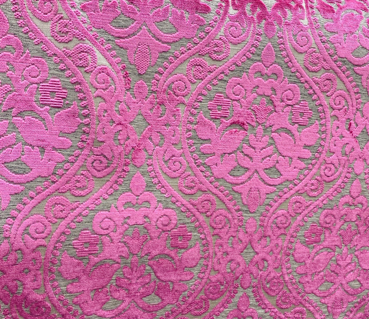 NEW Sir Sanders Novelty Burnout Medallion Chenille Velvet Fabric - Fuchsia Pink - Fancy Styles Fabric Pierre Frey Lee Jofa Brunschwig & Fils