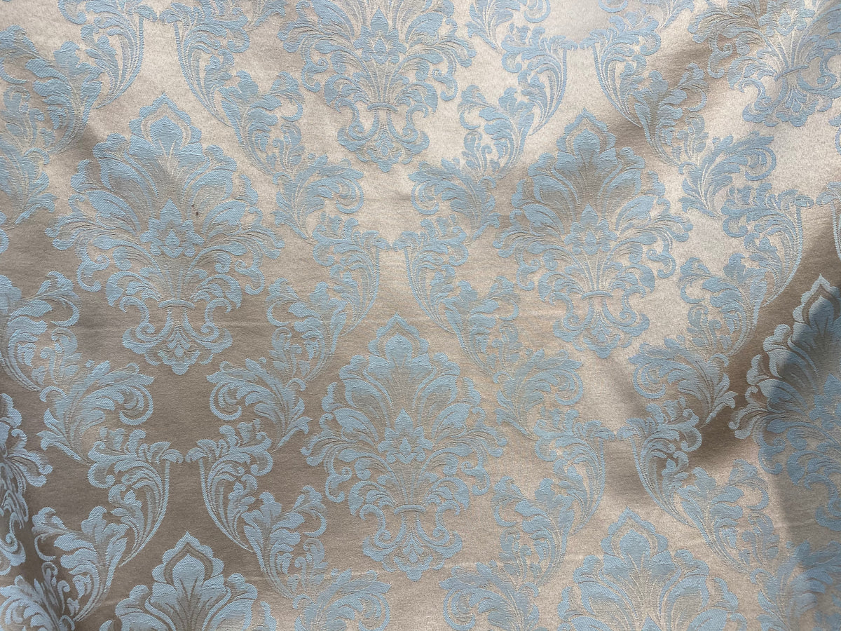 NEW! SALE! Princess Popper Satin Medallion Decorating & Upholstery Fabric - Blue and Beige Gold - Fancy Styles Fabric Pierre Frey Lee Jofa Brunschwig & Fils