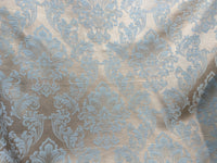 NEW! SALE! Princess Popper Satin Medallion Decorating & Upholstery Fabric - Blue and Beige Gold - Fancy Styles Fabric Pierre Frey Lee Jofa Brunschwig & Fils