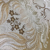 NEW King Louis XIV Novelty Neoclassical Brocade Medallion Floral Satin Fabric - Taupe - Fancy Styles Fabric Pierre Frey Lee Jofa Brunschwig & Fils