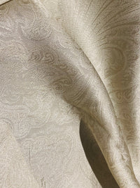 NEW Queen Lita 100% Silk Jacquard Lightweight Paisley Fabric - Cream- SB_8_1 - Fancy Styles Fabric Pierre Frey Lee Jofa Brunschwig & Fils