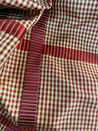 NEW! Miss Jaqueline Designer 100% Silk Taffeta Gingham Ribbon Stripes Plaid Fabric -Dark Red Beige SB_6_33 - Fancy Styles Fabric Pierre Frey Lee Jofa Brunschwig & Fils