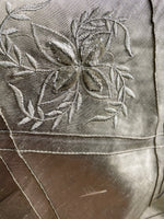 NEW! SALE! Miss Kiley 100% Silk Dupioni Diamond Fabric - Velvet Floral Embroidered Grey Silver - Fancy Styles Fabric Pierre Frey Lee Jofa Brunschwig & Fils