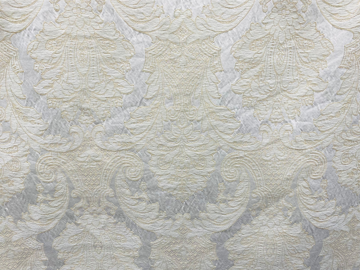 NEW Lady Daniella Designer Medallion Burnout Chenille Velvet Fabric - Brocade- White Cream Gold - Fancy Styles Fabric Pierre Frey Lee Jofa Brunschwig & Fils