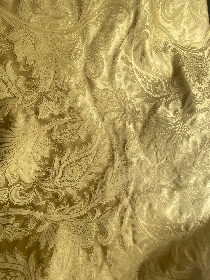 NEW Lord Mathias 100% Silk Taffeta Jacquard Floral Fabric - Golden Yellow
