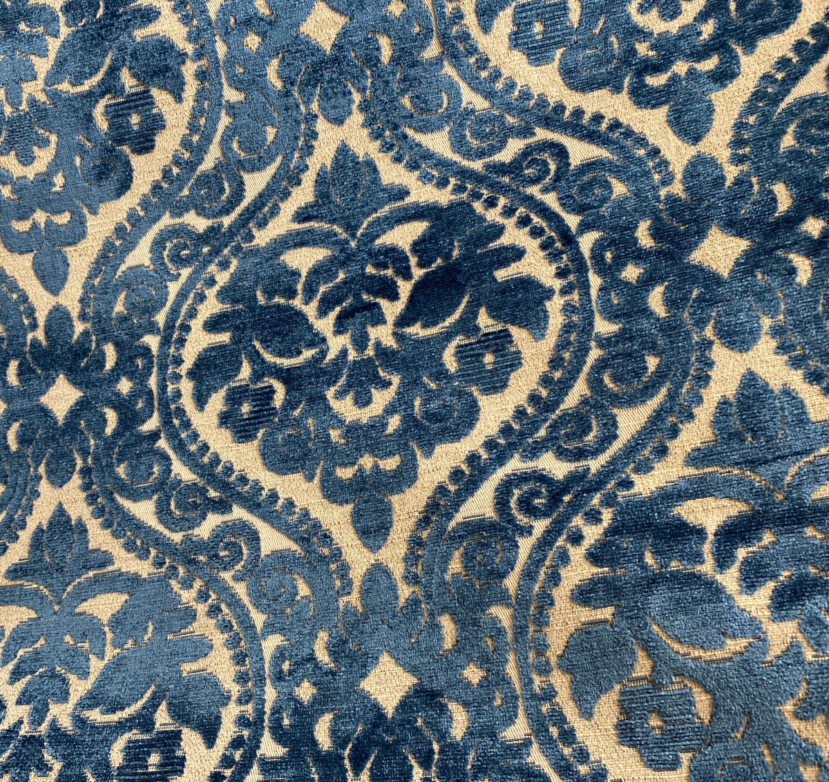 NEW! Sir Sanders Novelty Burnout Medallion Chenille Velvet Fabric - Blue- Upholstery - Fancy Styles Fabric Pierre Frey Lee Jofa Brunschwig & Fils