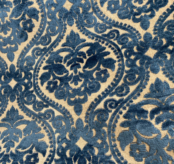 NEW! Sir Sanders Novelty Burnout Medallion Chenille Velvet Fabric - Blue- Upholstery - Fancy Styles Fabric Pierre Frey Lee Jofa Brunschwig & Fils