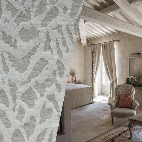 NEW! SALE! Duke Shane 100% Linen Woven Zebra Inspired Fabric- Stone - Fancy Styles Fabric Pierre Frey Lee Jofa Brunschwig & Fils