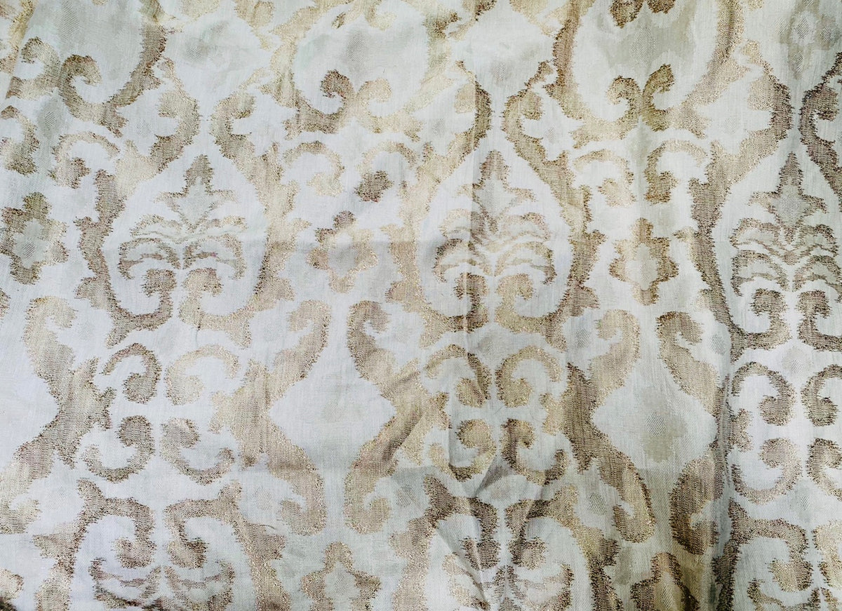 NEW! Duke Drake Novelty Imported 100% Linen Woven Damask Fabric Gold and White - Fancy Styles Fabric Pierre Frey Lee Jofa Brunschwig & Fils
