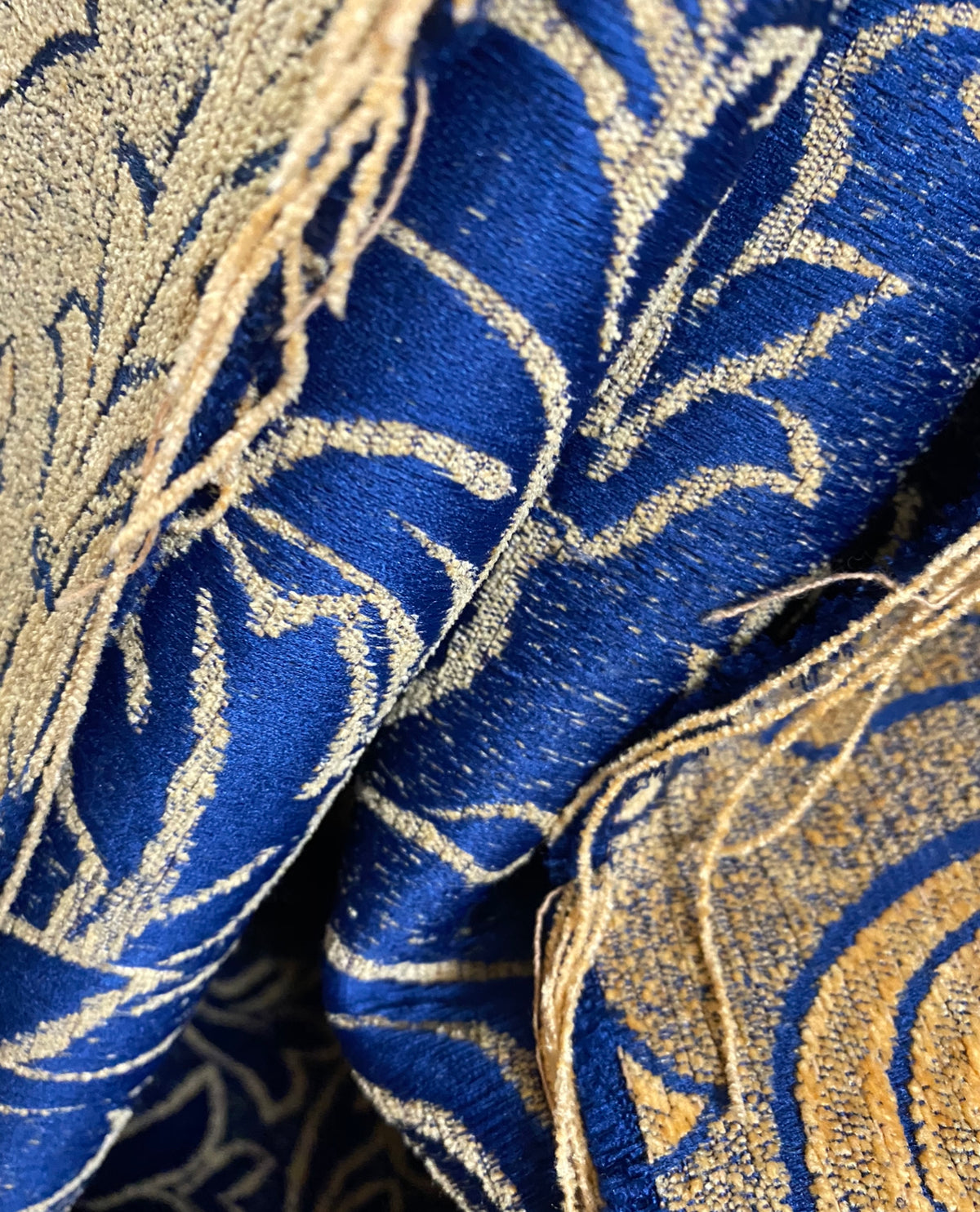 NEW Designer Velvet Chenille Burnout Upholstery Fabric - Blue & Peach- Upholstery - Fancy Styles Fabric Pierre Frey Lee Jofa Brunschwig & Fils