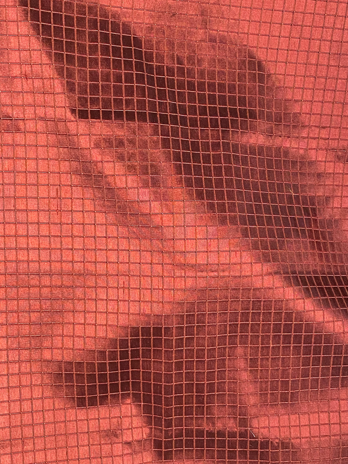 NEW Duchess Jenna 100% Silk Taffeta Fabric- Burnt Cranberry with Embroidered Squares- SB_6_3 - Fancy Styles Fabric Pierre Frey Lee Jofa Brunschwig & Fils