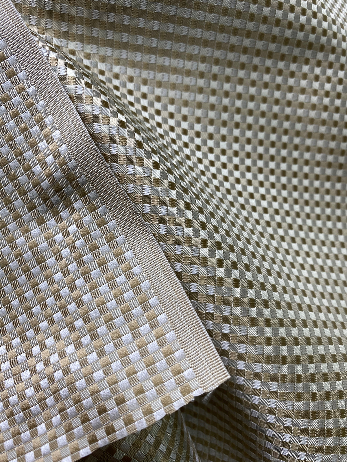 NEW Queen Alyssa 100% Silk Taffeta Basketweave Motif Fabric - Gold, Grey, Cream - Fancy Styles Fabric Pierre Frey Lee Jofa Brunschwig & Fils