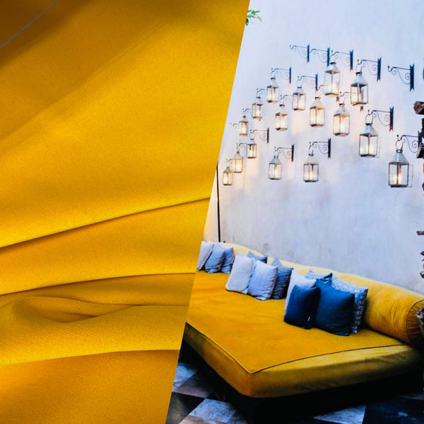 NEW! Duke Donovan WATERPROOF OUTDOOR Velvet Upholstery Fabric - Sunflower Yellow - Fancy Styles Fabric Pierre Frey Lee Jofa Brunschwig & Fils