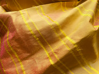 NEW Duchess Mendez Yellow and Pink Sunset Stripe 100% Silk Dupioni Fabric - Fancy Styles Fabric Pierre Frey Lee Jofa Brunschwig & Fils