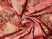 NEW Lord Mathias 100% Silk Taffeta Jacquard Floral Fabric - Red and Gold - Fancy Styles Fabric Pierre Frey Lee Jofa Brunschwig & Fils