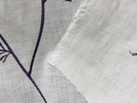 NEW! SALE! Queen Joelle 100% Linen Fabric Floral Embroidery- Purple - Fancy Styles Fabric Pierre Frey Lee Jofa Brunschwig & Fils