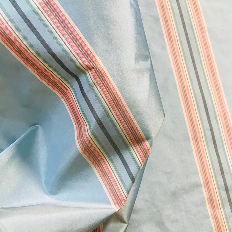 NEW Princess Josephine Designer 100% Silk Taffeta Stripes Fabric - Blue 55” Wide - Fancy Styles Fabric Pierre Frey Lee Jofa Brunschwig & Fils