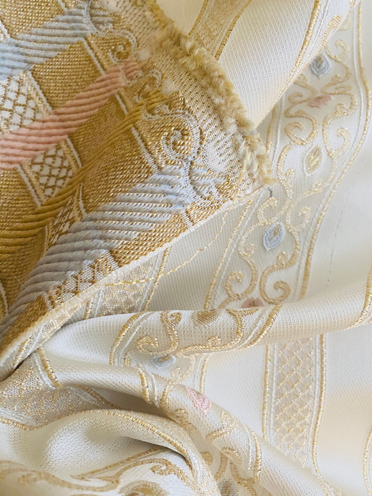 NEW Princess Avery Novelty Ritz Neoclassical Brocade Striped Satin Fabric - Louis Cream White - Fancy Styles Fabric Pierre Frey Lee Jofa Brunschwig & Fils