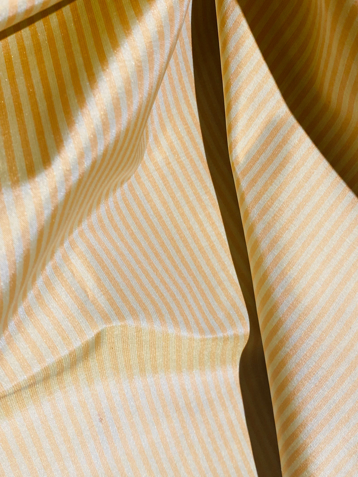 NEW Lady Bernadette 100% Silk Taffeta Fabric with 1/8” Peach and Butter Yellow Stripes SB_8_44 - Fancy Styles Fabric Pierre Frey Lee Jofa Brunschwig & Fils