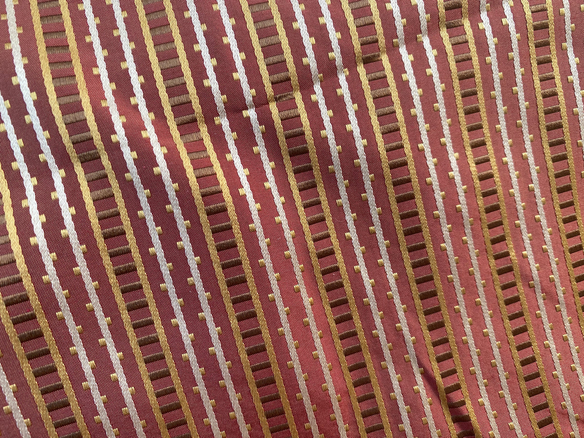 NEW! Lady Rebecca 100% Silk Taffeta Striped Fabric - Rust Red- SB_8_11 - Fancy Styles Fabric Pierre Frey Lee Jofa Brunschwig & Fils