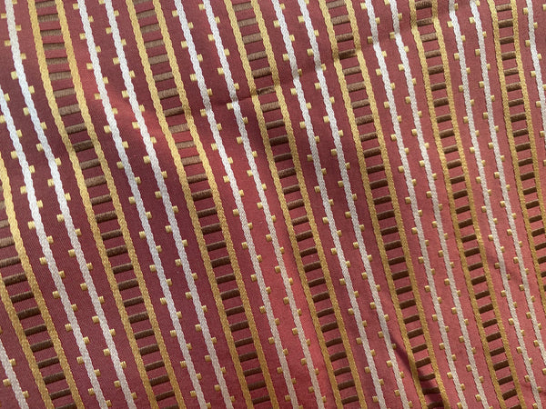 NEW! Lady Rebecca 100% Silk Taffeta Striped Fabric - Rust Red- SB_8_11 - Fancy Styles Fabric Pierre Frey Lee Jofa Brunschwig & Fils