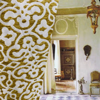 NEW! Duchess Eve Antique Inspired French Burnout Chenille Damask Velvet Fabric- Mustard Yellow - Fancy Styles Fabric Pierre Frey Lee Jofa Brunschwig & Fils