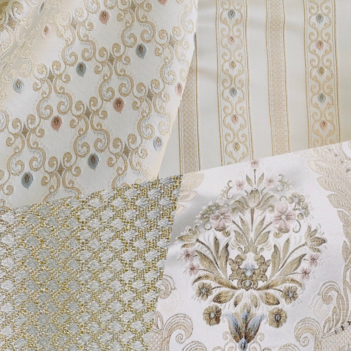 NEW Queen Chantal Novelty Ritz Neoclassical Brocade Dot Satin Fabric - Louis Cream White - Fancy Styles Fabric Pierre Frey Lee Jofa Brunschwig & Fils