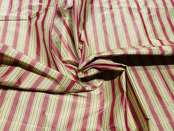 NEW! Lady Danica 100% Silk Taffeta 1/2” Striped Fabric - Pink - Fancy Styles Fabric Pierre Frey Lee Jofa Brunschwig & Fils