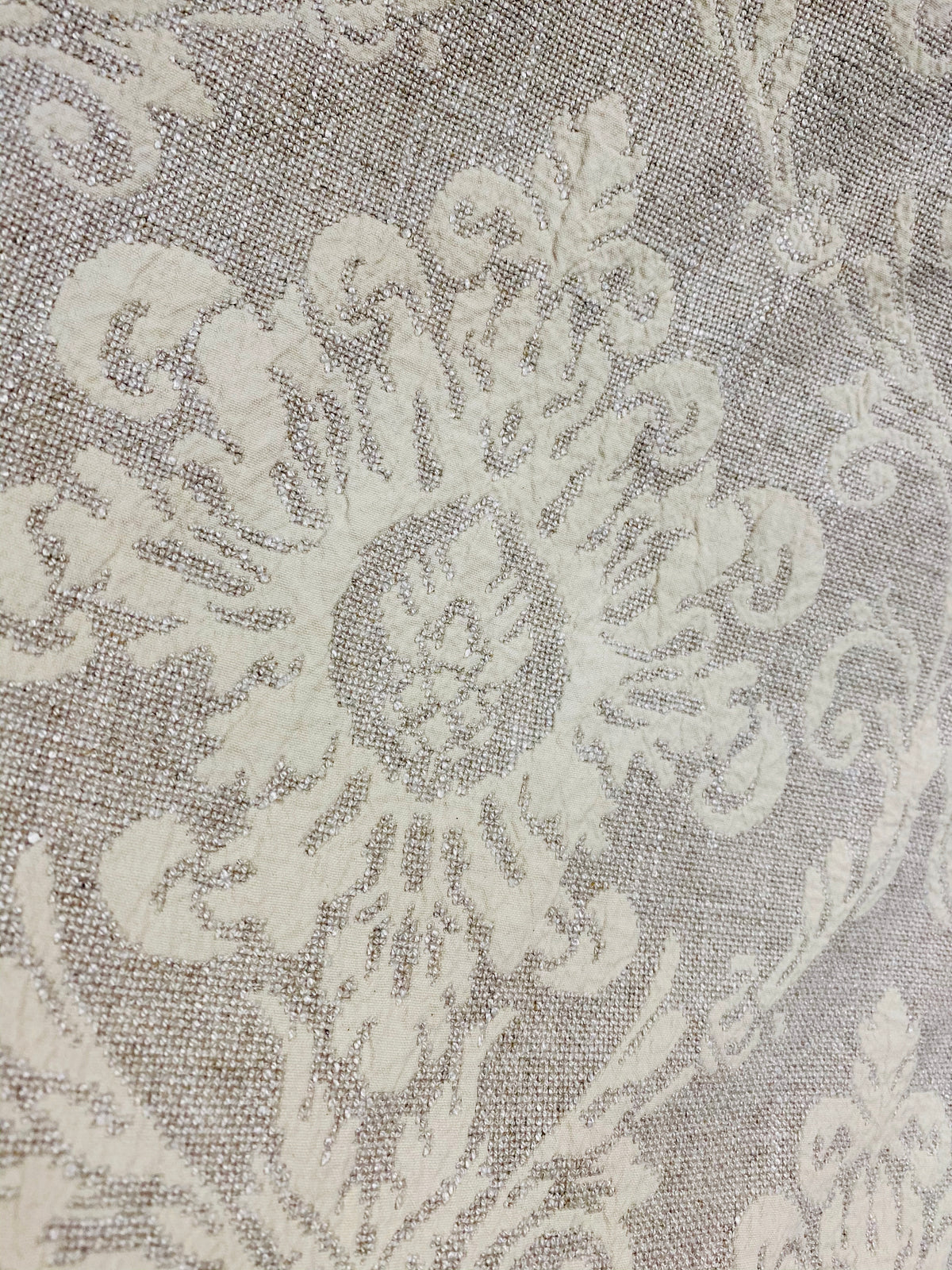 NEW! SALE! Duchess Sally 100% Linen Woven Medallion Fabric- Stone - Fancy Styles Fabric Pierre Frey Lee Jofa Brunschwig & Fils