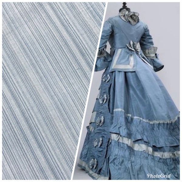 DEAL! Lady Bridgette Designer 100% Silk Dupioni Subtle Pastel Blue Stripes - Fancy Styles Fabric Pierre Frey Lee Jofa Brunschwig & Fils